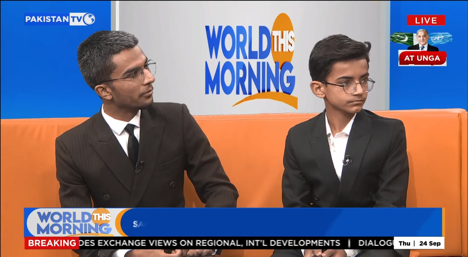 Ashir Abbas and Saim Abbas listening during their World This Morning interview